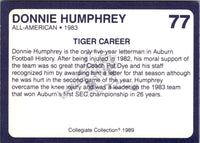 1989 Collegiate Collection Auburn Coke 580 Donnie Humphrey #77