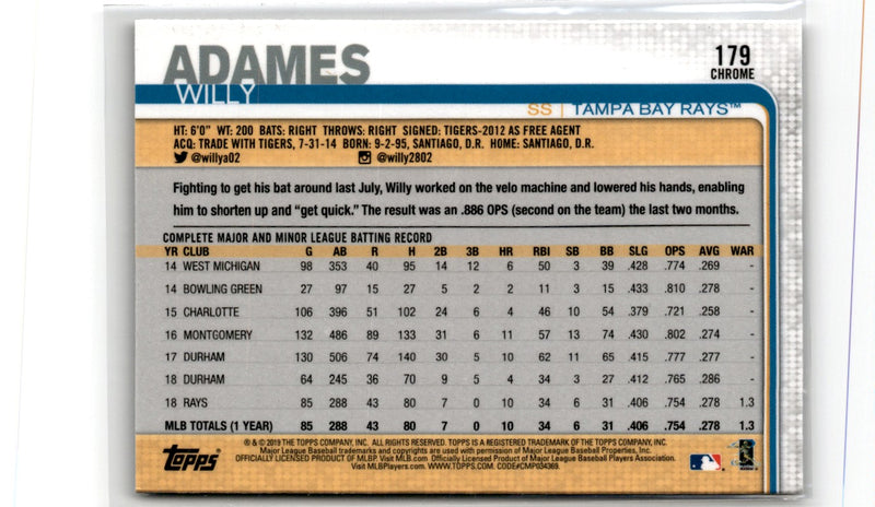 2019 Topps Chrome Willy Adames