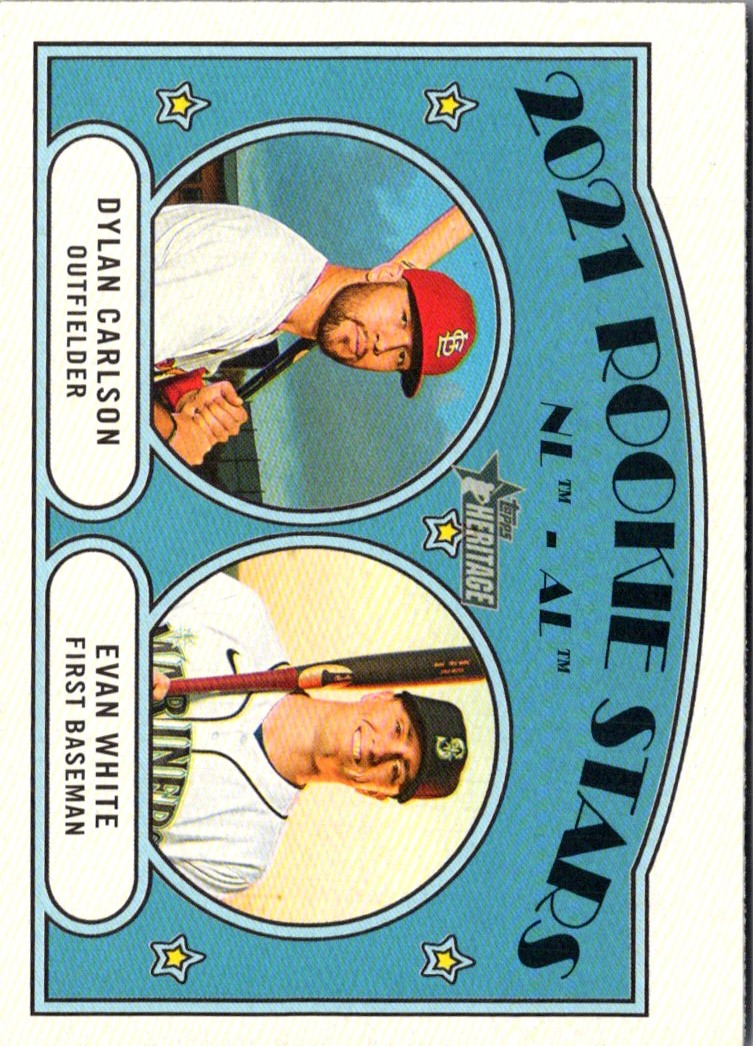 2021 Topps Heritage 2021 Rookie Stars - NL- AL - Dylan Carlson/Evan White