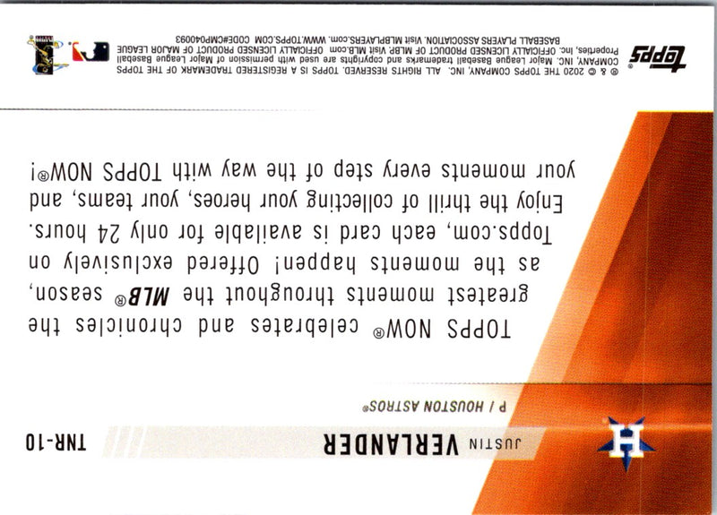 2020 Topps Now Review 2019 Justin Verlander
