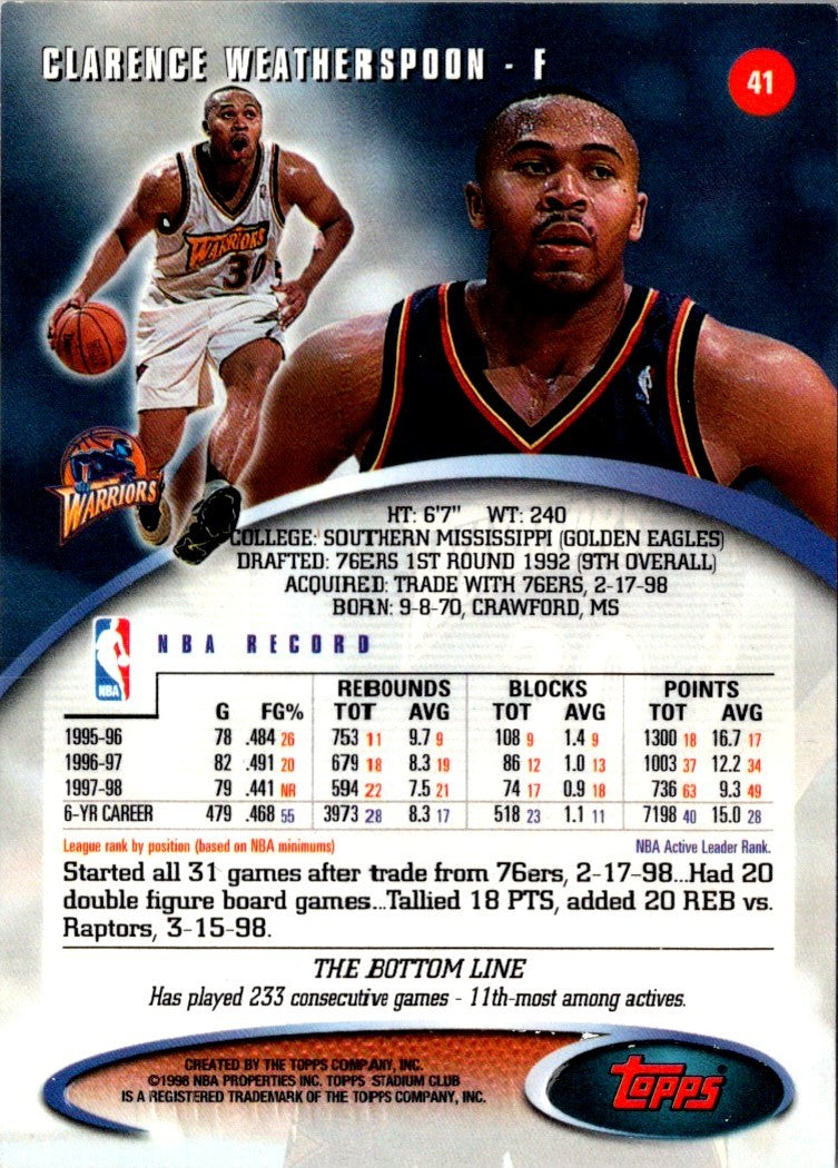 1998 Stadium Club Clarence Weatherspoon