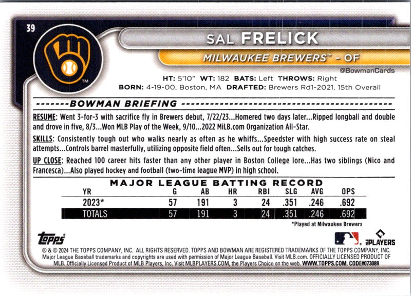 2024 Bowman Green Pattern Sal Frelick