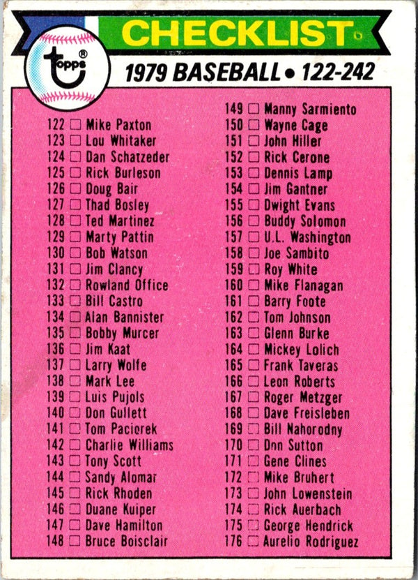 1979 Topps Checklist 122-242 #241