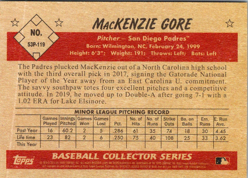 2019 Topps MacKenzie Gore