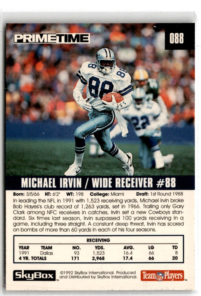 1992 SkyBox Primetime Michael Irvin