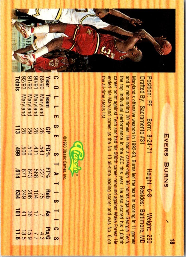 1993 Classic Draft Picks Gold Evers Burns