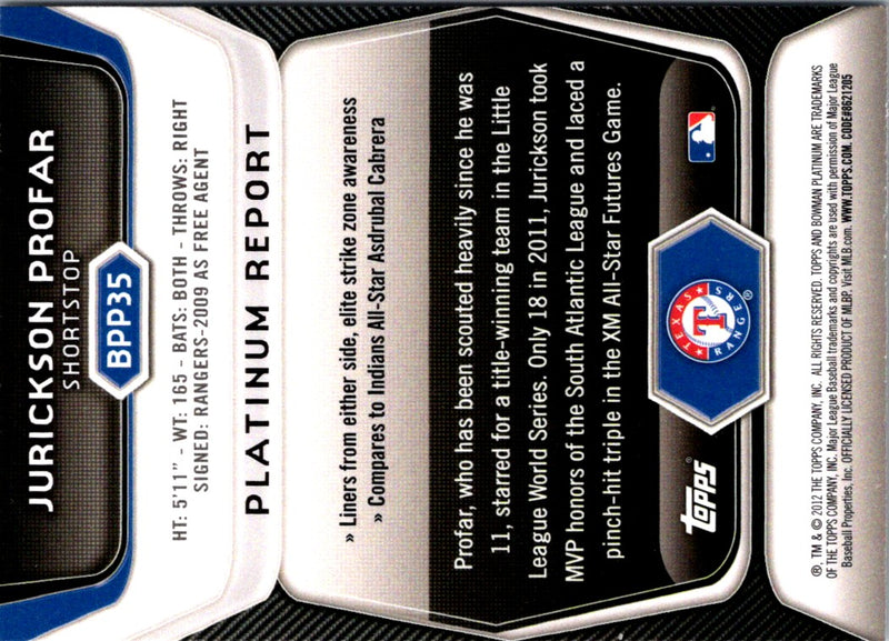 2012 Bowman Platinum Prospects Jurickson Profar