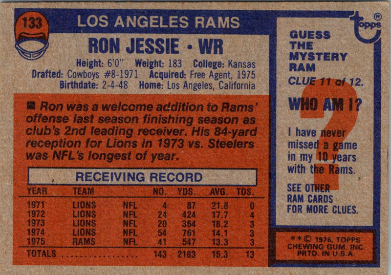 1976 Topps Ron Jessie