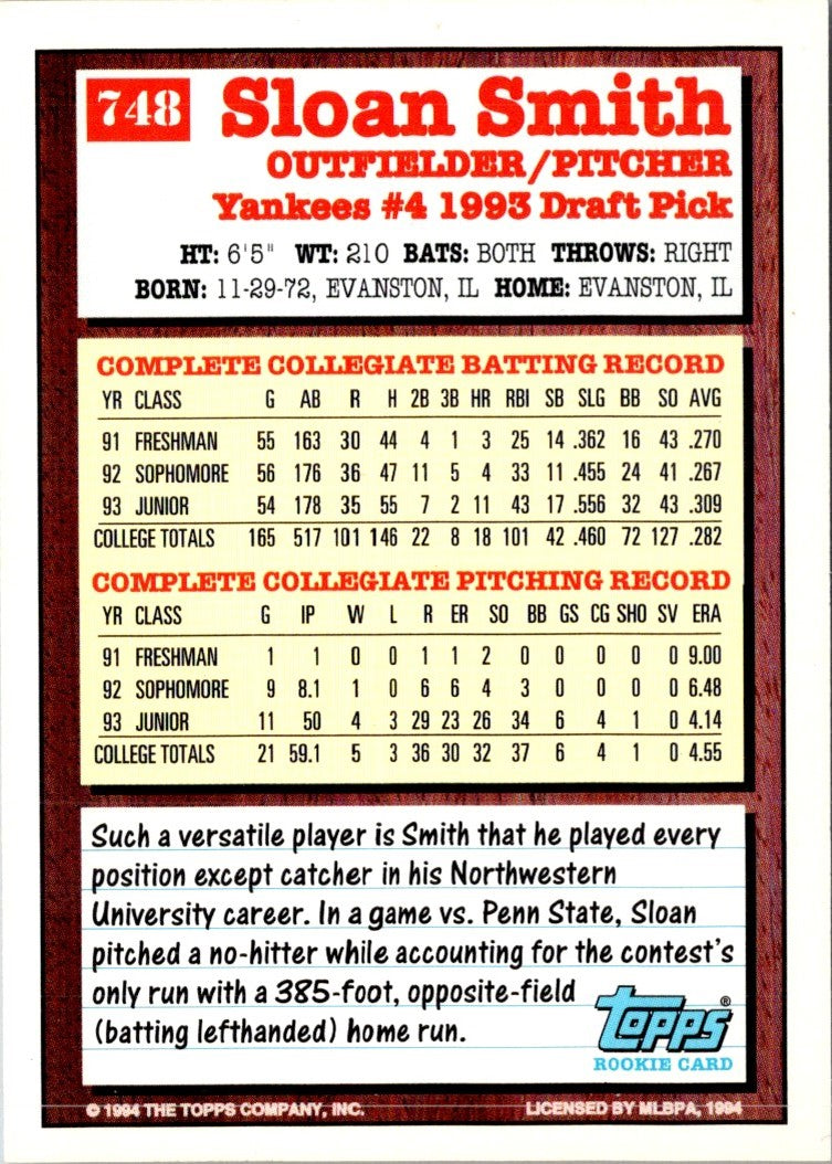 1994 Topps Sloan Smith