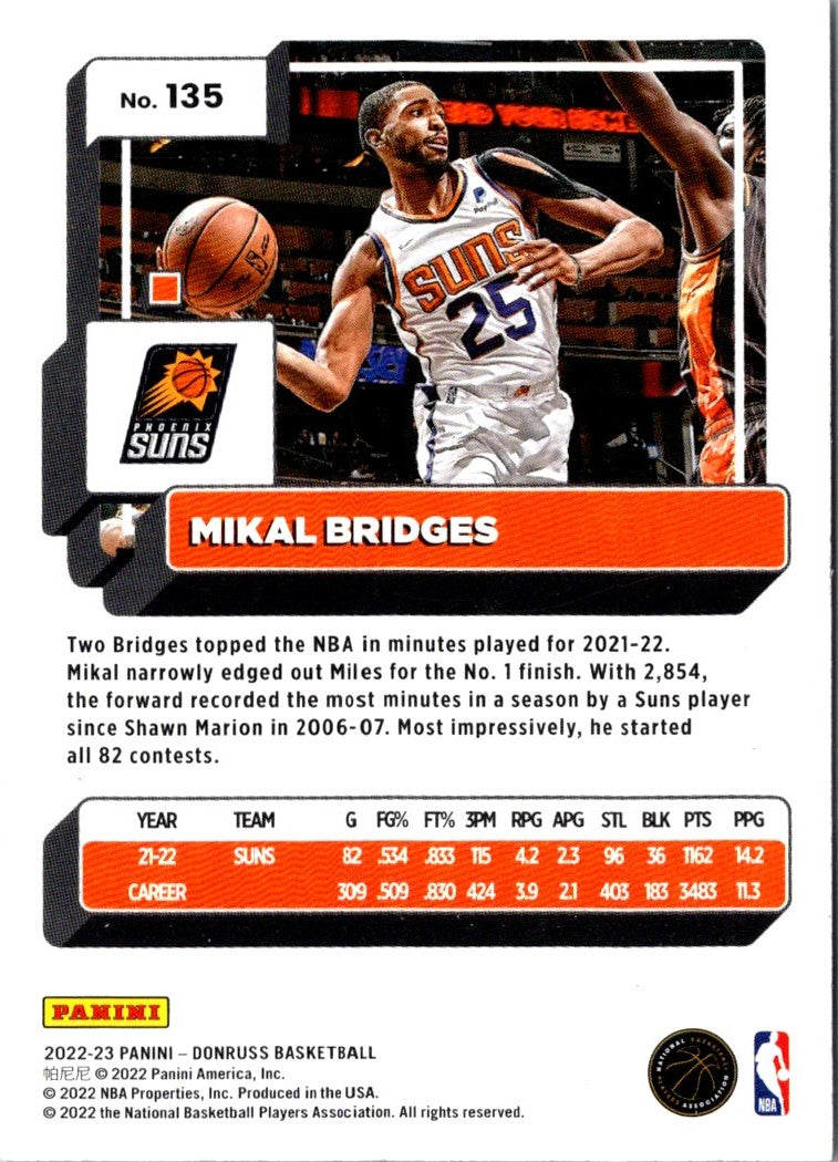 2022 Donruss Holo Laser Red/Gold Mikal Bridges