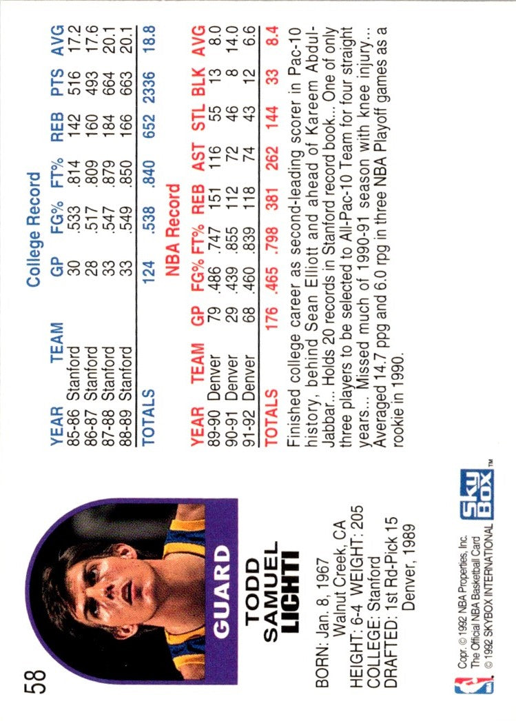 1992 Hoops Todd Lichti