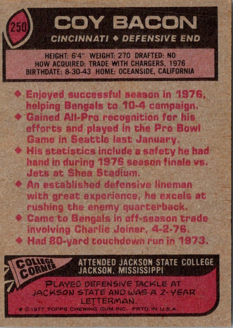 1977 Topps Coy Bacon