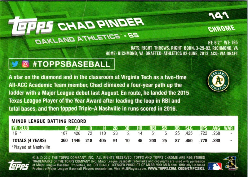 2017 Topps Chrome Chad Pinder