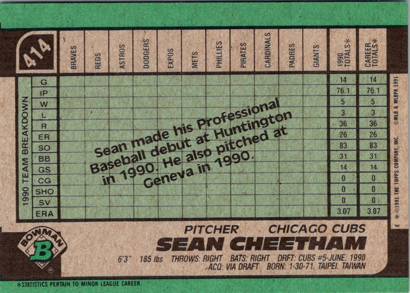 1991 Bowman Sean Cheetham