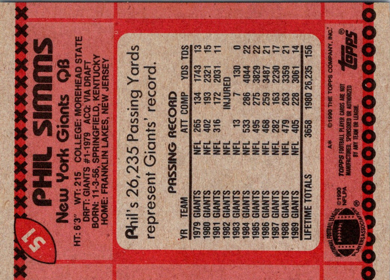 1990 Topps Phil Simms