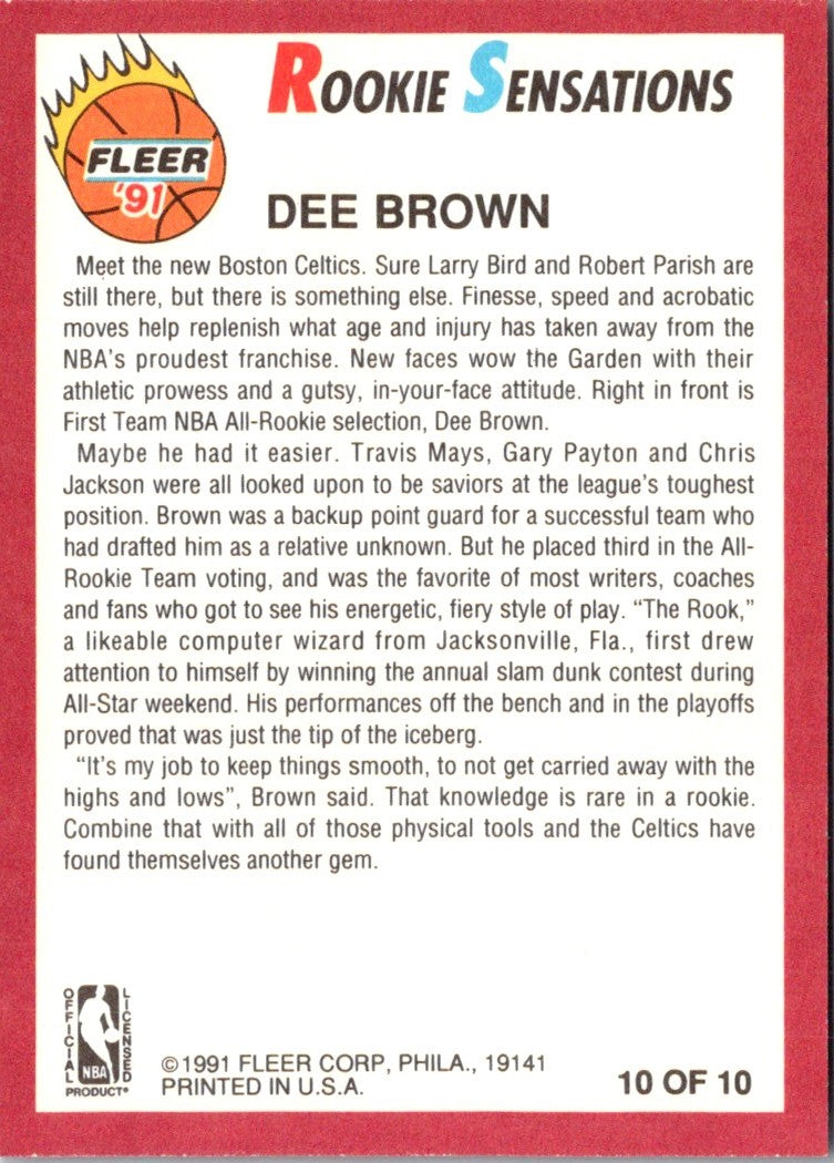 1991 Fleer Rookie Sensations Dee Brown
