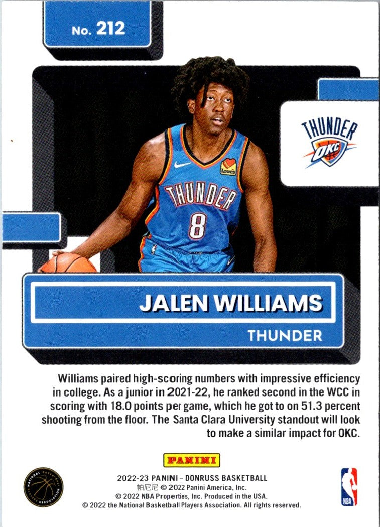 2022 Donruss Rated Rookies Jalen Williams