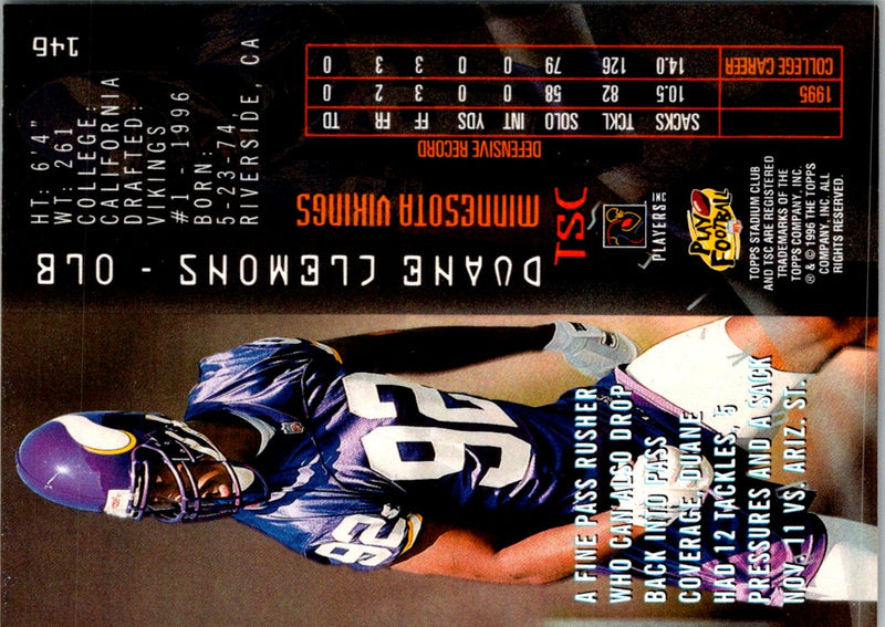 1996 Stadium Club Duane Clemons