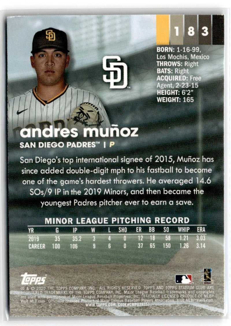 2020 Stadium Club Andres MuÃ±oz