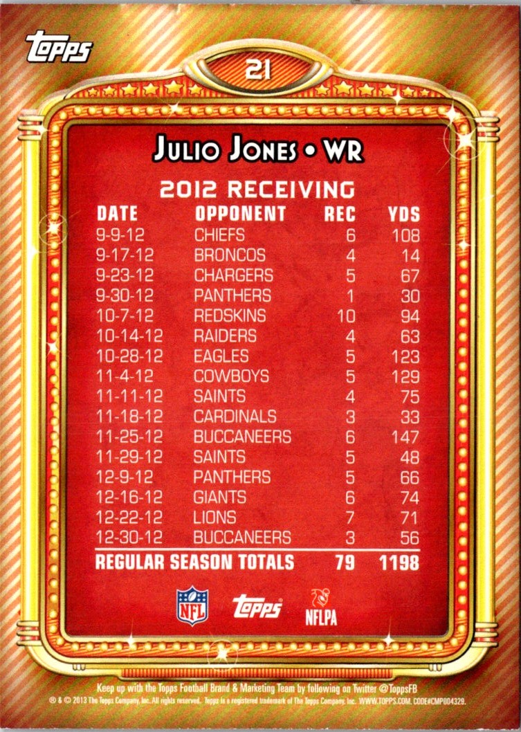 2013 Topps 1000 Yard Club Julio Jones