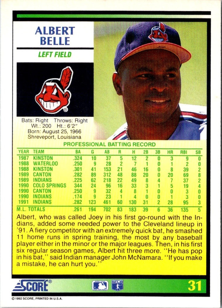 1992 Score Albert Belle