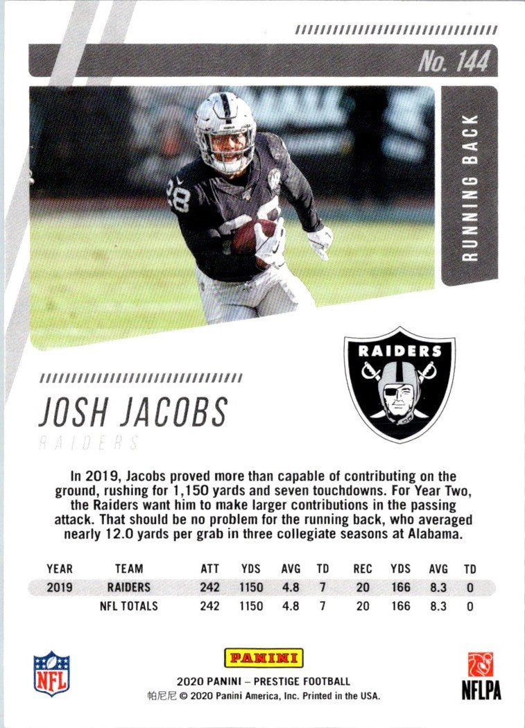 2020 Panini Prestige Xtra Points Green Josh Jacobs