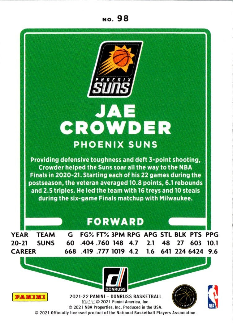 2021 Donruss Holo Red and Gold Laser Jae Crowder