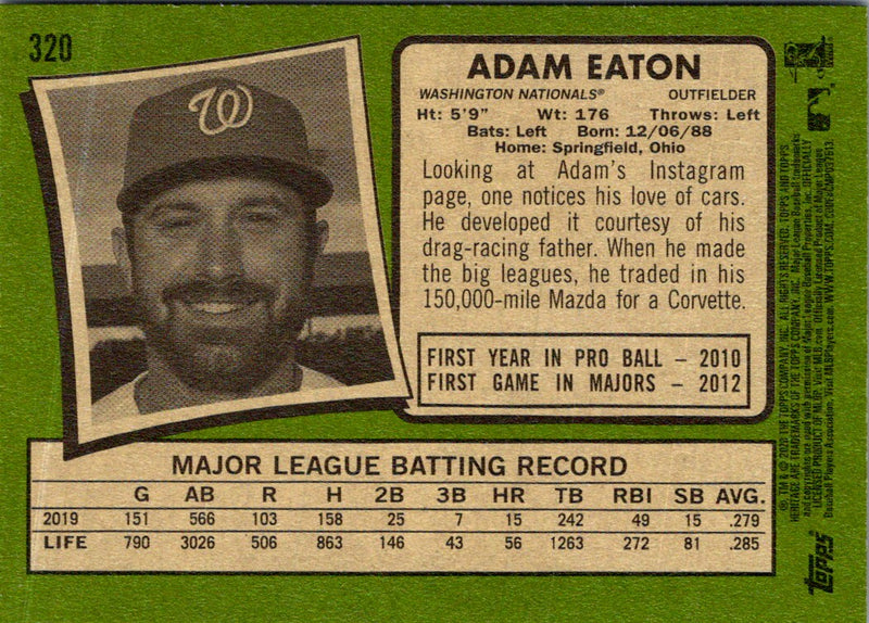 2020 Topps Heritage Adam Eaton