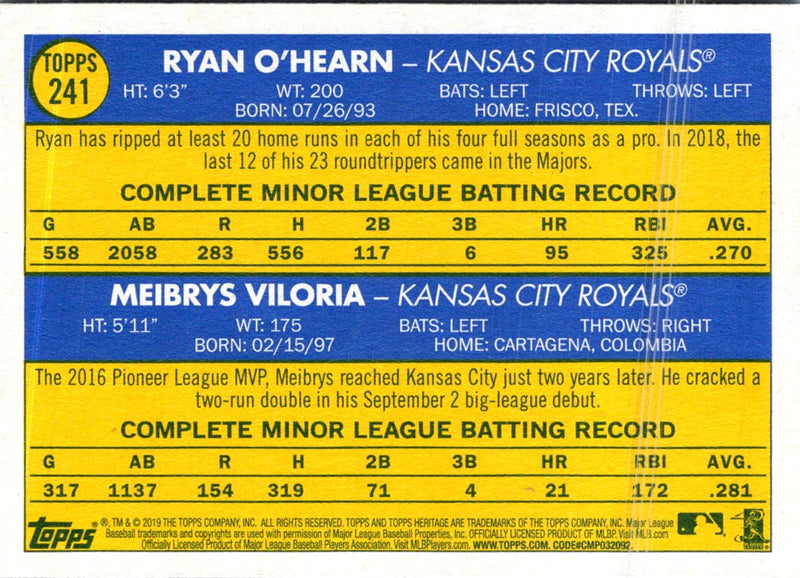 2019 Topps Heritage Meibrys Viloria/Ryan O'Hearn