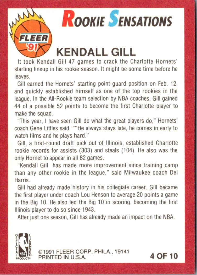 1991 Fleer Rookie Sensations Kendall Gill