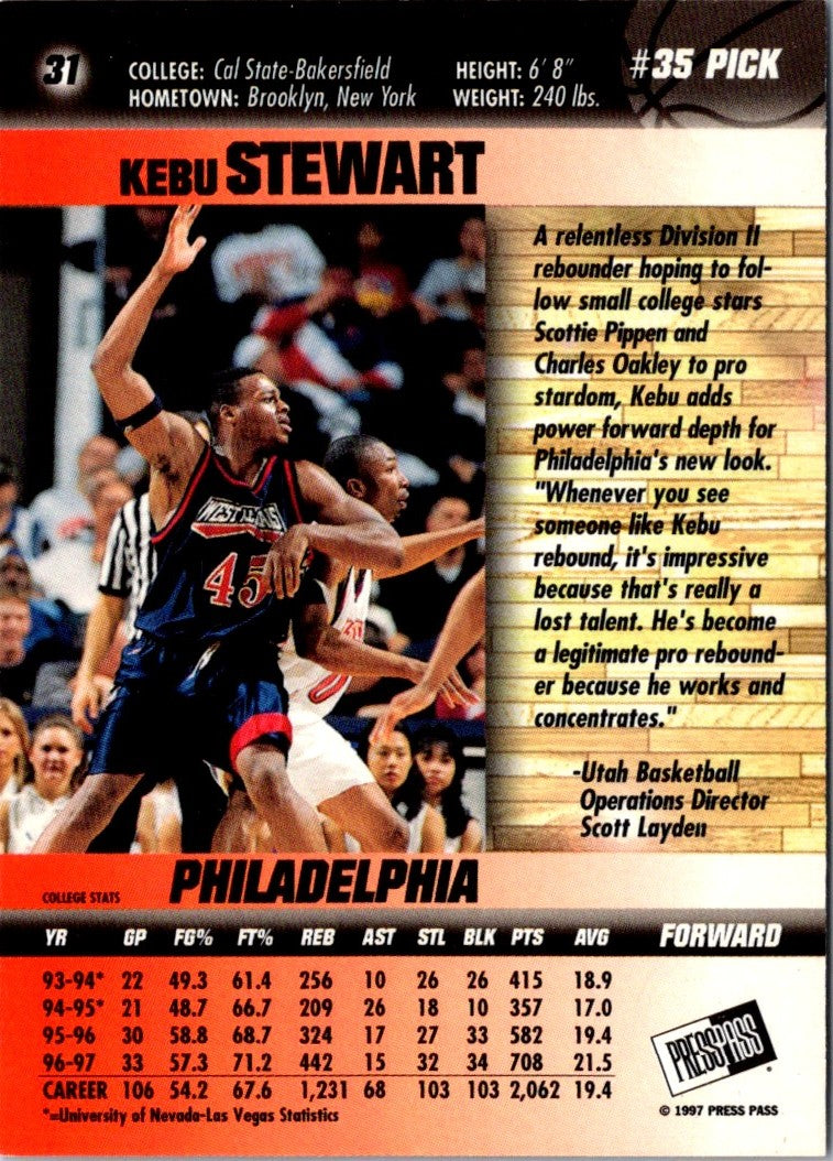 1997 Press Pass Double Threat Kebu Stewart