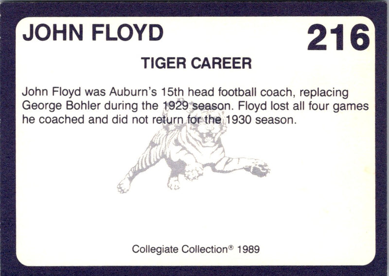 1989 Collegiate Collection Auburn Coke 580 John Floyd