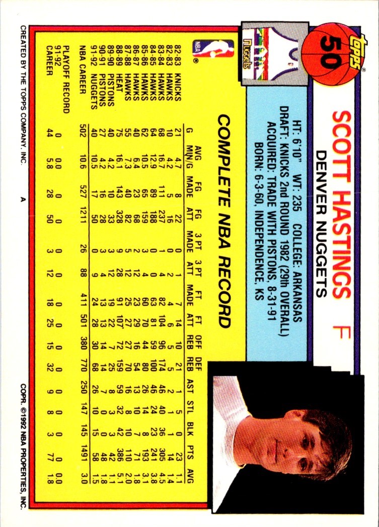 1992 Topps Scott Hastings