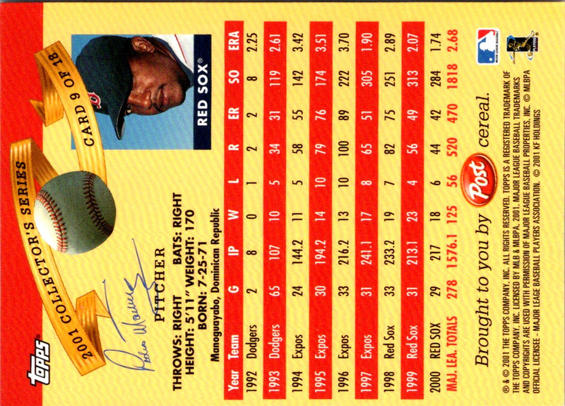 2001 Topps Post Cereal Pedro Martinez