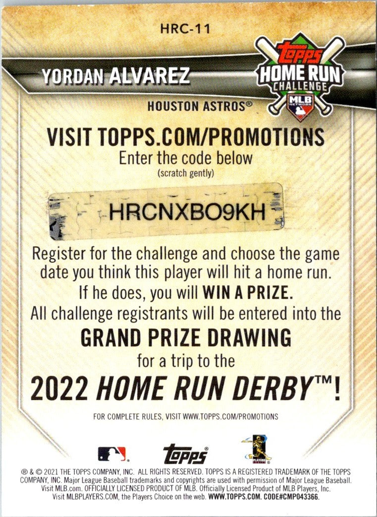 2021 Topps Home Run Challenge Yordan Alvarez