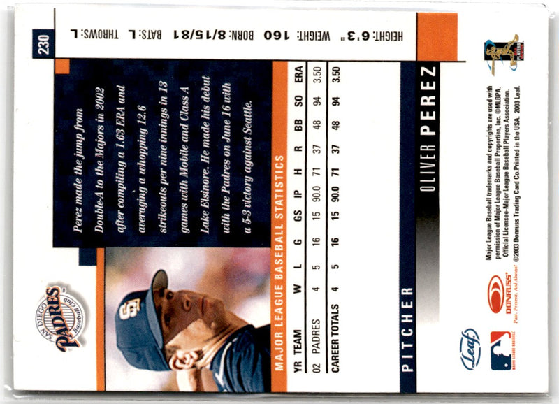 2003 Leaf Oliver Perez