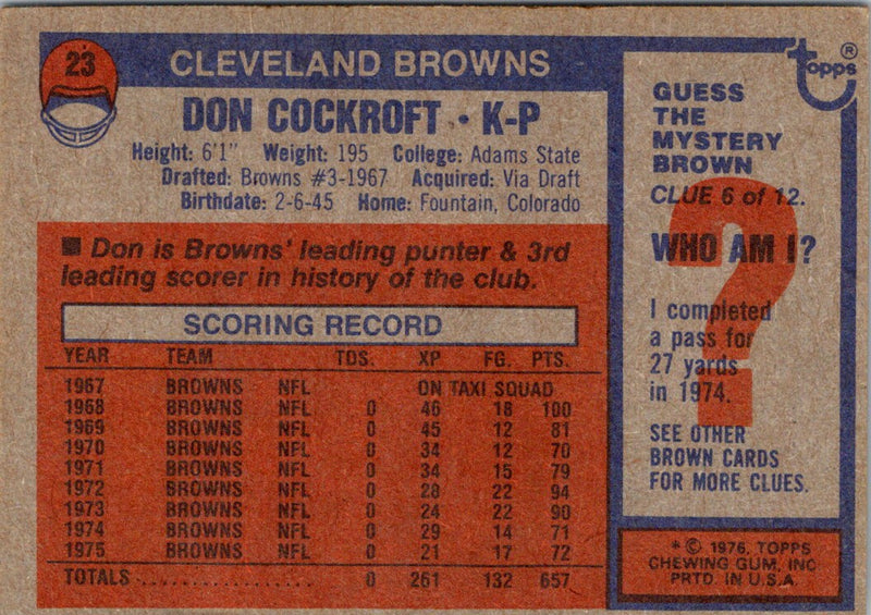 1976 Topps Don Cockroft