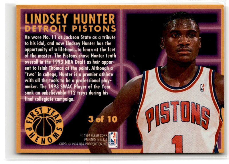 1994 Fleer Rookie Sensations Lindsey Hunter