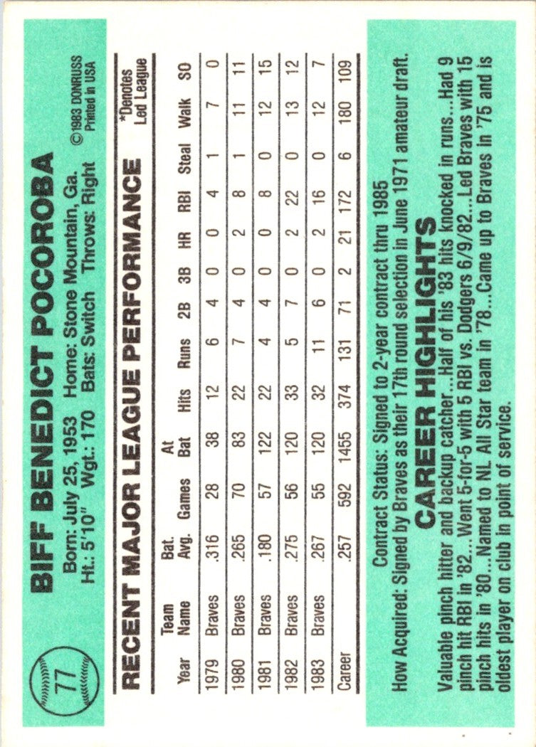 1984 Donruss Biff Pocoroba