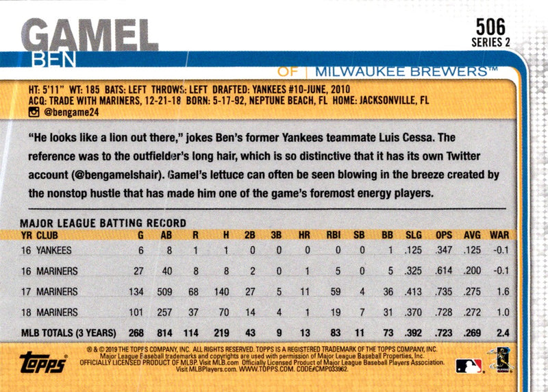 2019 Topps Ben Gamel