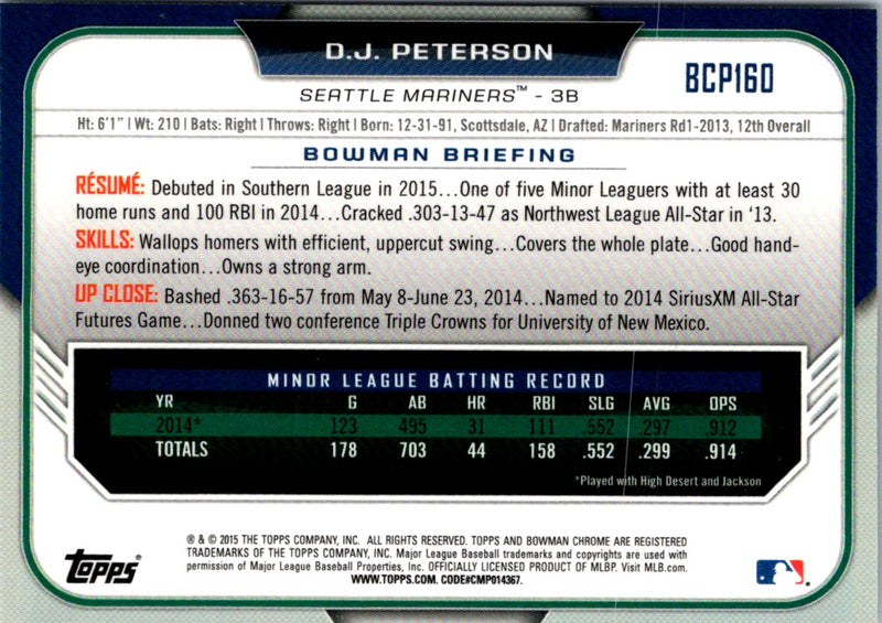 2015 Bowman Chrome Prospects D.J. Peterson