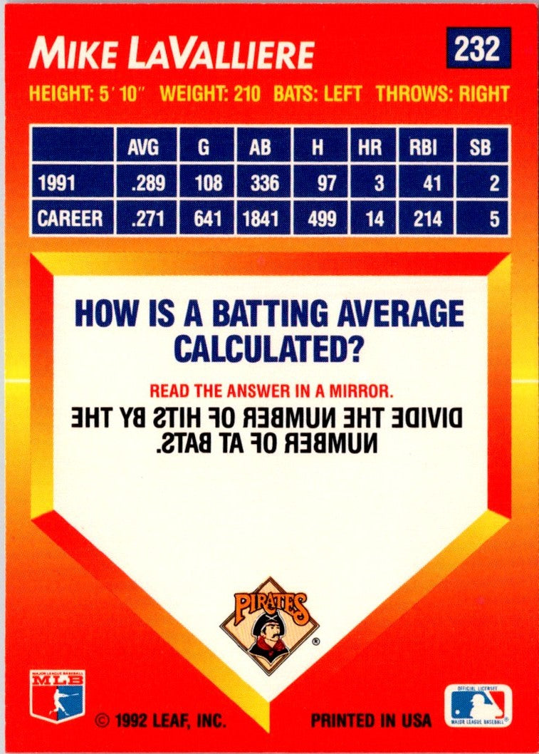 1992 Triple Play Mike LaValliere