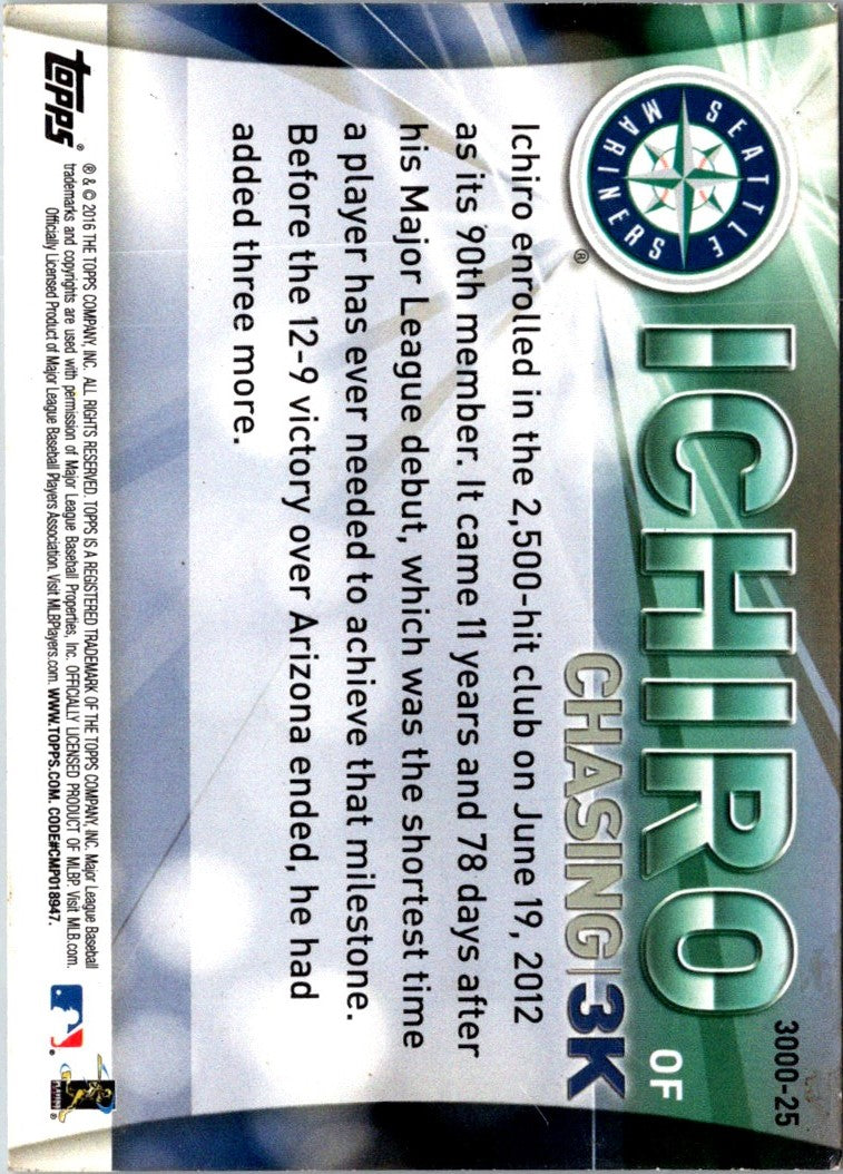 2017 Honus Bonus Fantasy Baseball Career Stats Ichiro 3030 Hits Ichiro