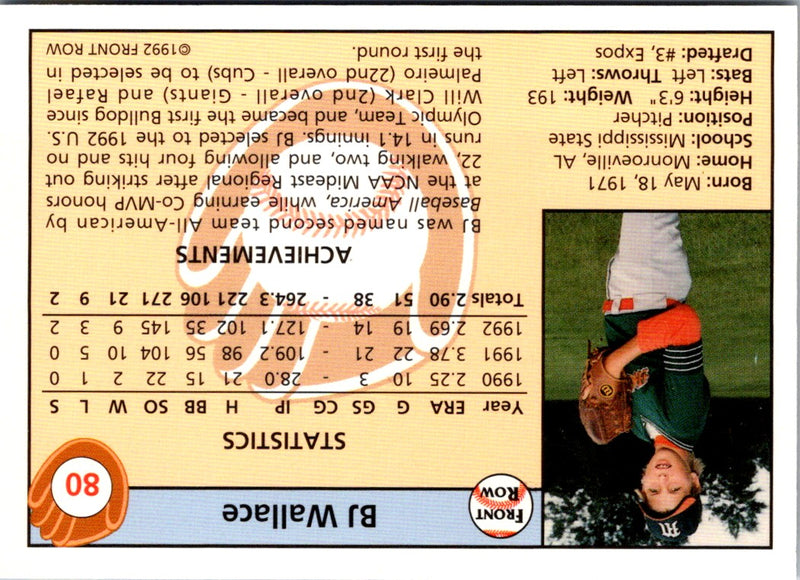 1992 Front Row Draft Picks B.J. Wallace