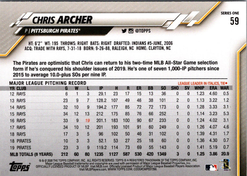 2020 Topps Chris Archer