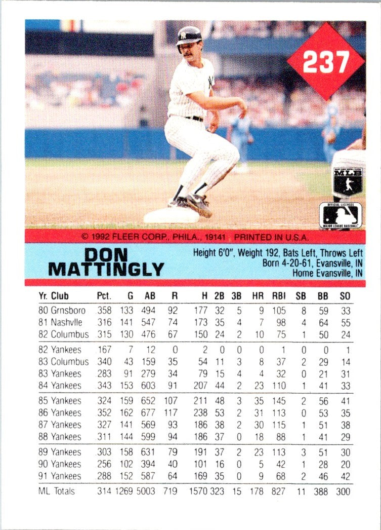 1992 Fleer Don Mattingly