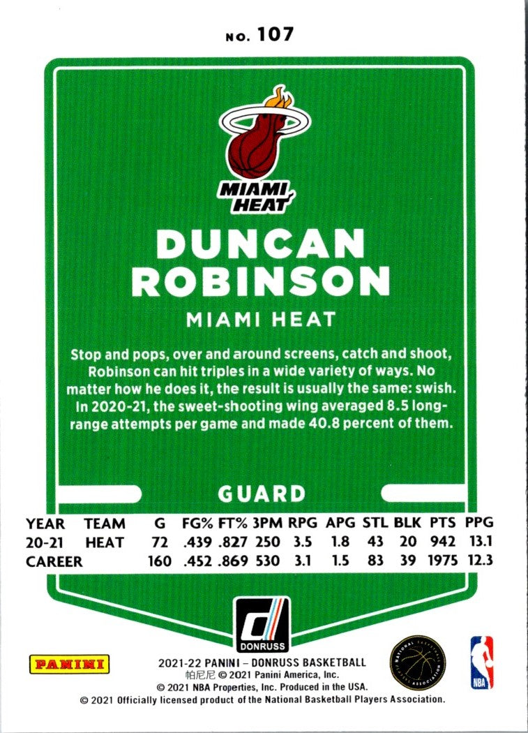 2021 Donruss Holo Red and Gold Laser Duncan Robinson