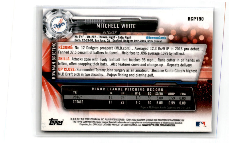 2017 Bowman Chrome Mini Mitchell White