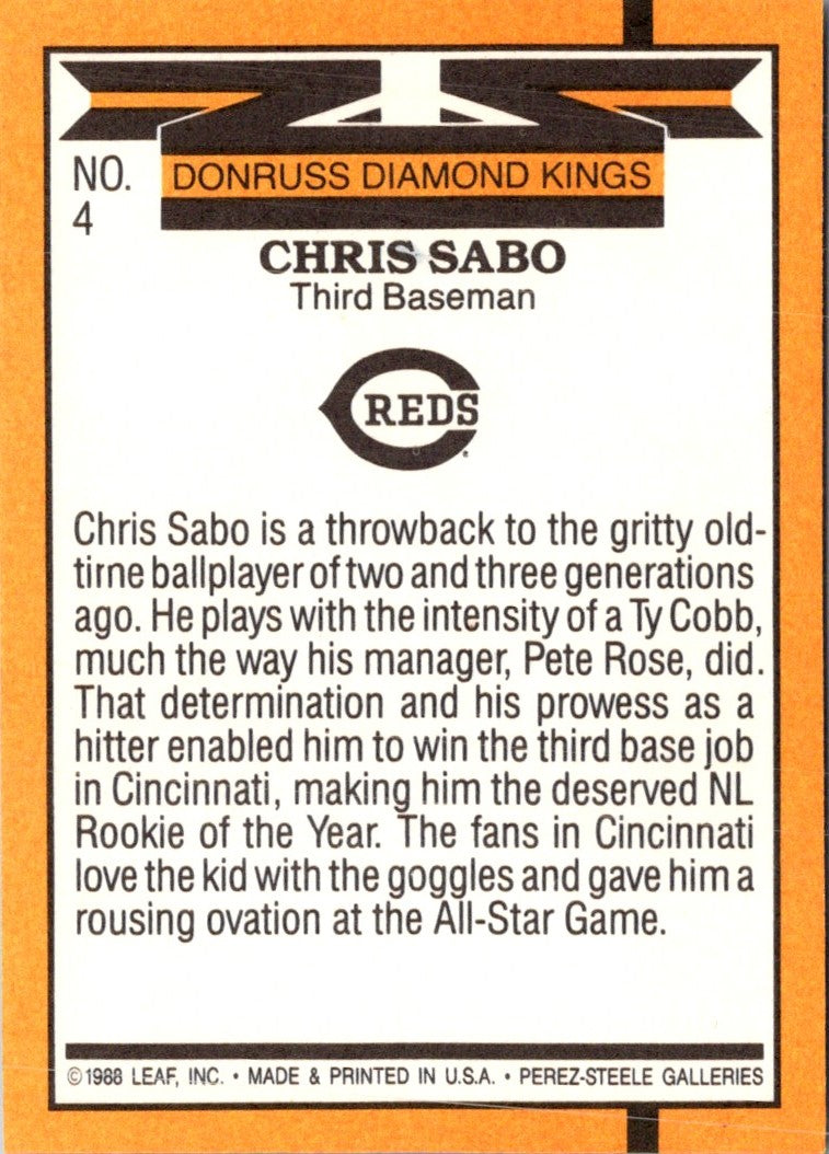 1989 Donruss Super Diamond Kings Chris Sabo