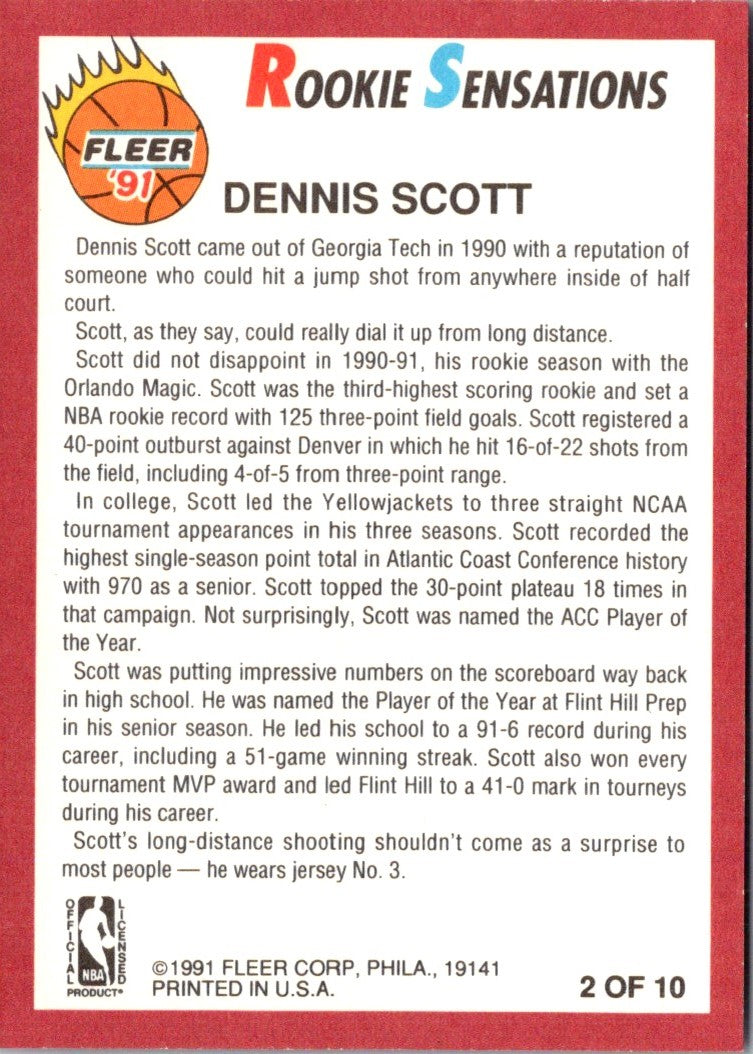 1991 Fleer Rookie Sensations Dennis Scott